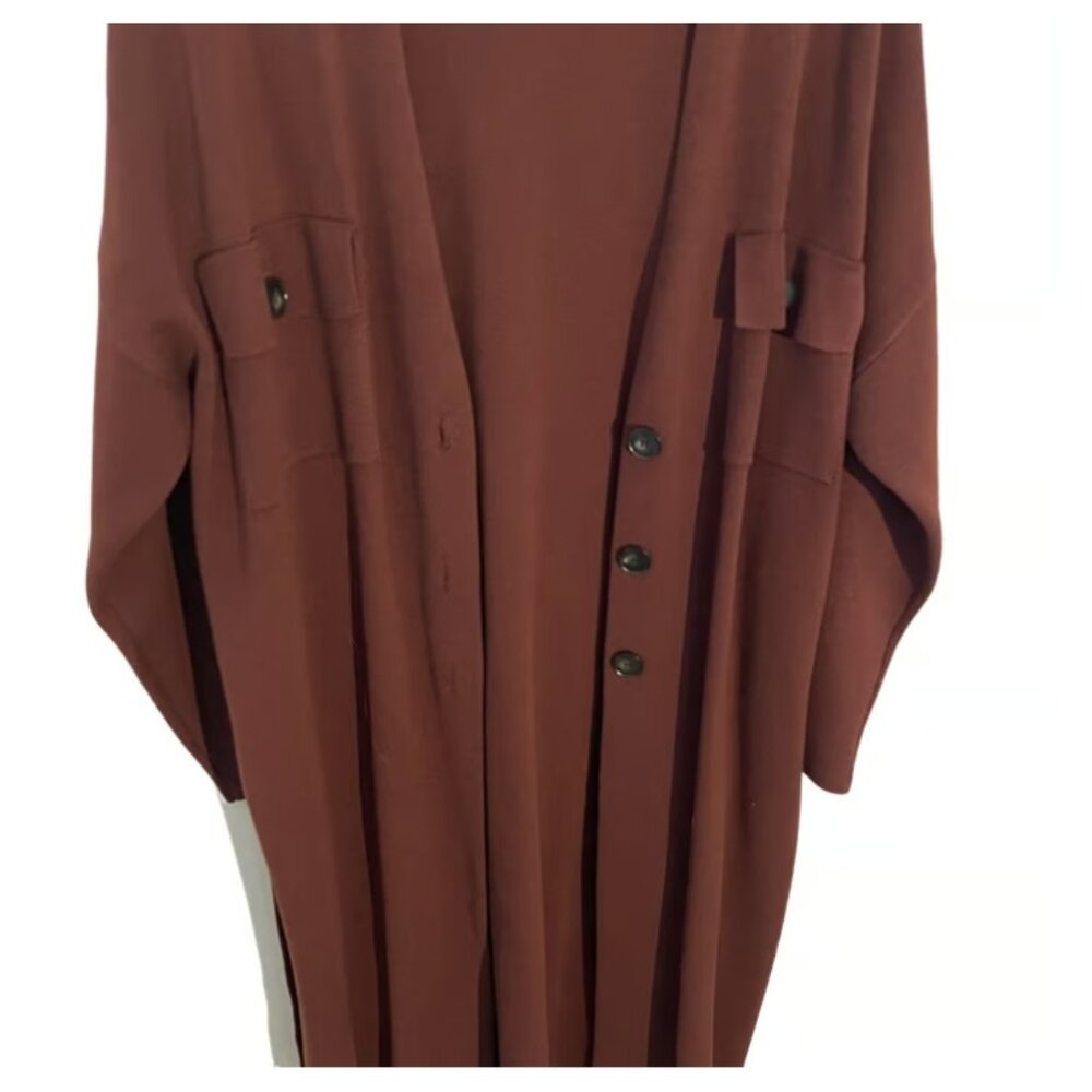 Zara Chunky Oversized Belted Knit Coat, Size L - Picture 5 of 6